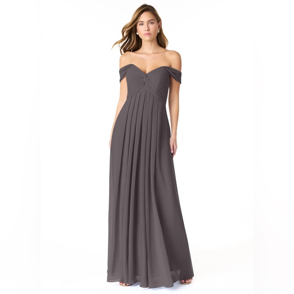 Azazie Off-Shoulder Gray Bridesmaid Dress
